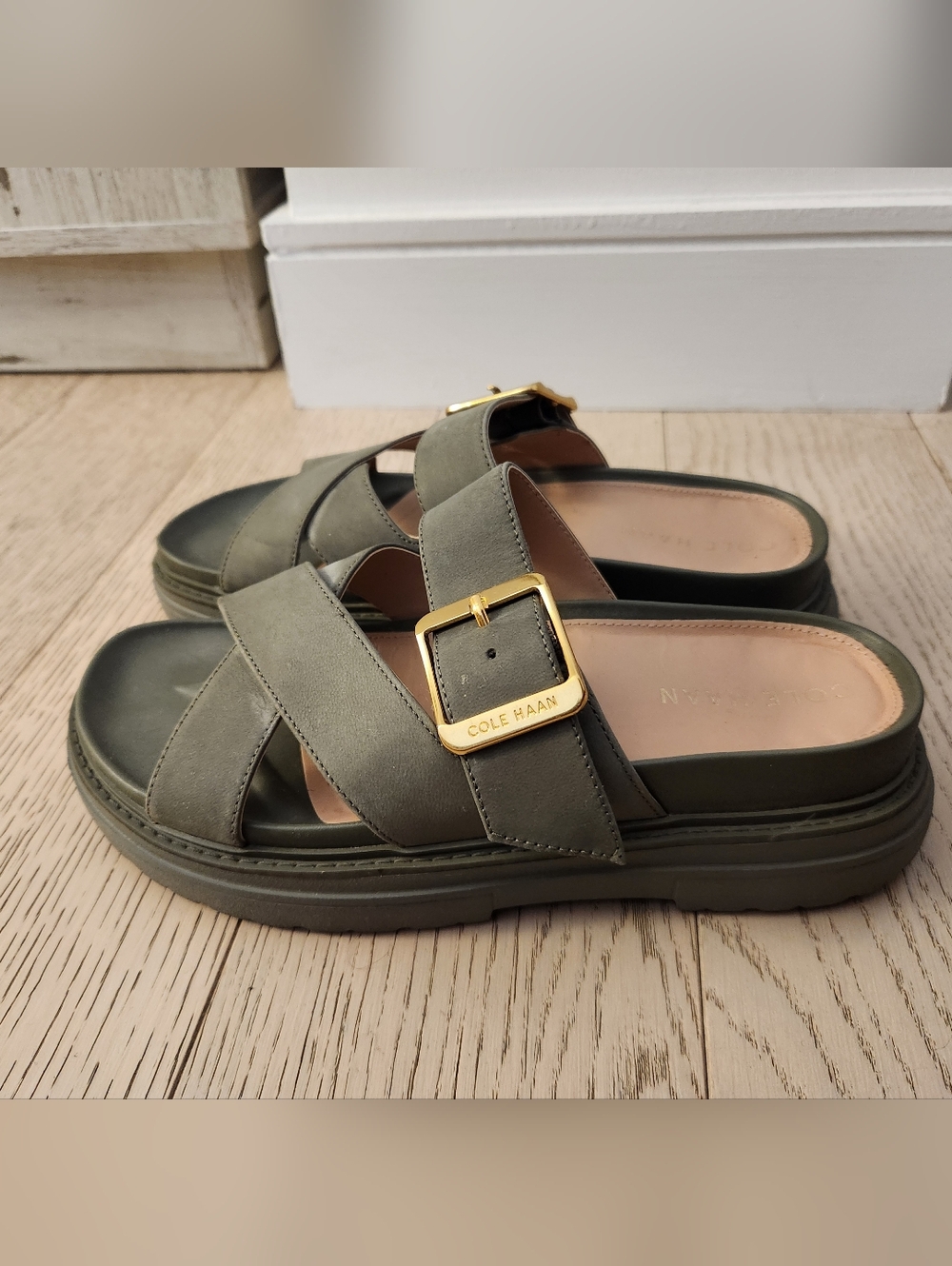 Cole Haan Olive Green Slide Sandals